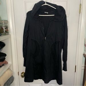 C.M.C. By Color me Cotton Long Black Full Zip Hoodie Sweater Sweatshirt Large